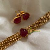 Gold Choker with Pendant-Red-Tilak-G3591